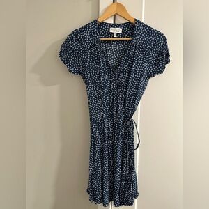 & Other Stories Blue Floral Mini Wrap Dress